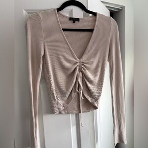 The Range Cream Ruched Long Sleeve Top